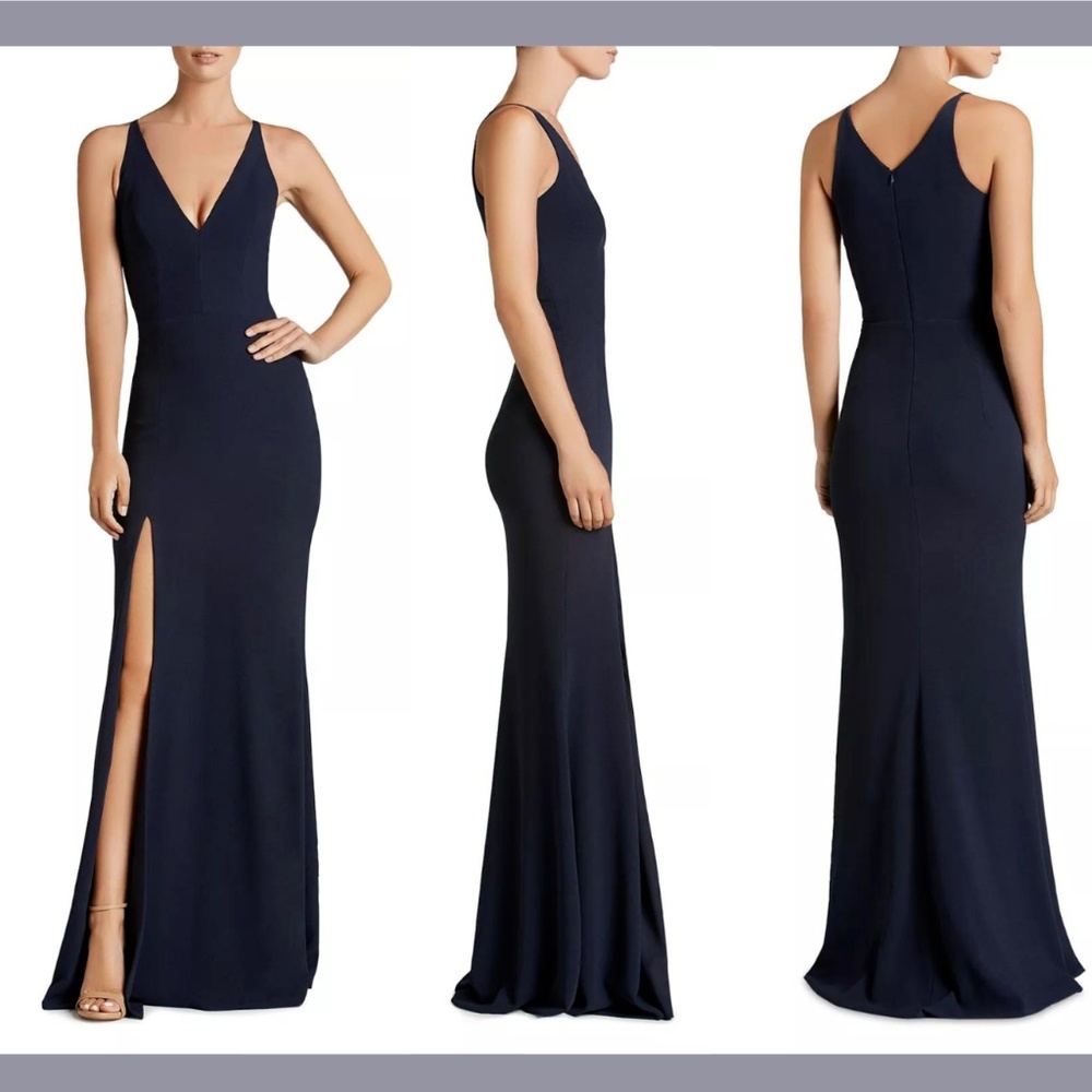 NEW Dress the Population [ XXL ] Iris Slit Crepe Gown‎ in Midnight Blue